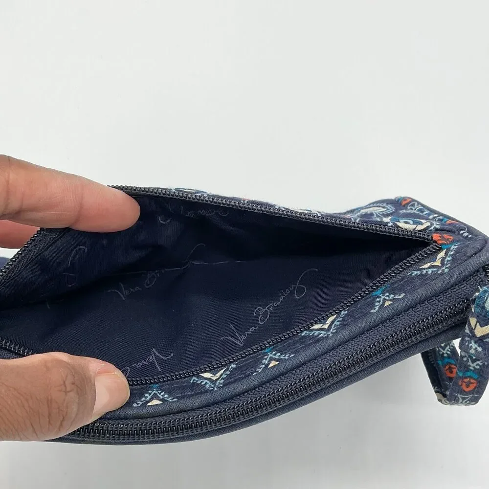 Vera Bradley Wallet Wristlet in Marrakesh Motifs Zip Around Navy Quilted‎